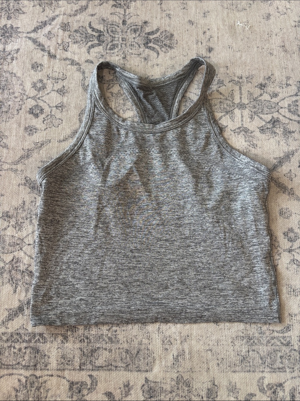 Lululemon Women’s Swiftly Cropped Racerback Tank - size 8 - slate/white